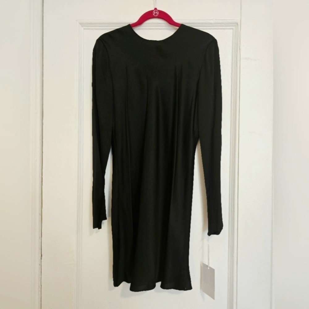 NEW Amanda Uprichard Charnas Black 100% Silk Dress | Size Large - Picture 4 of 8